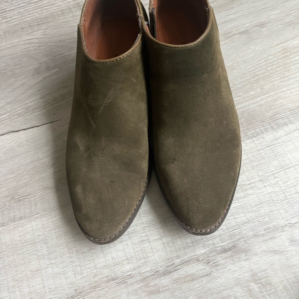 Olive Suede Ankle Boots